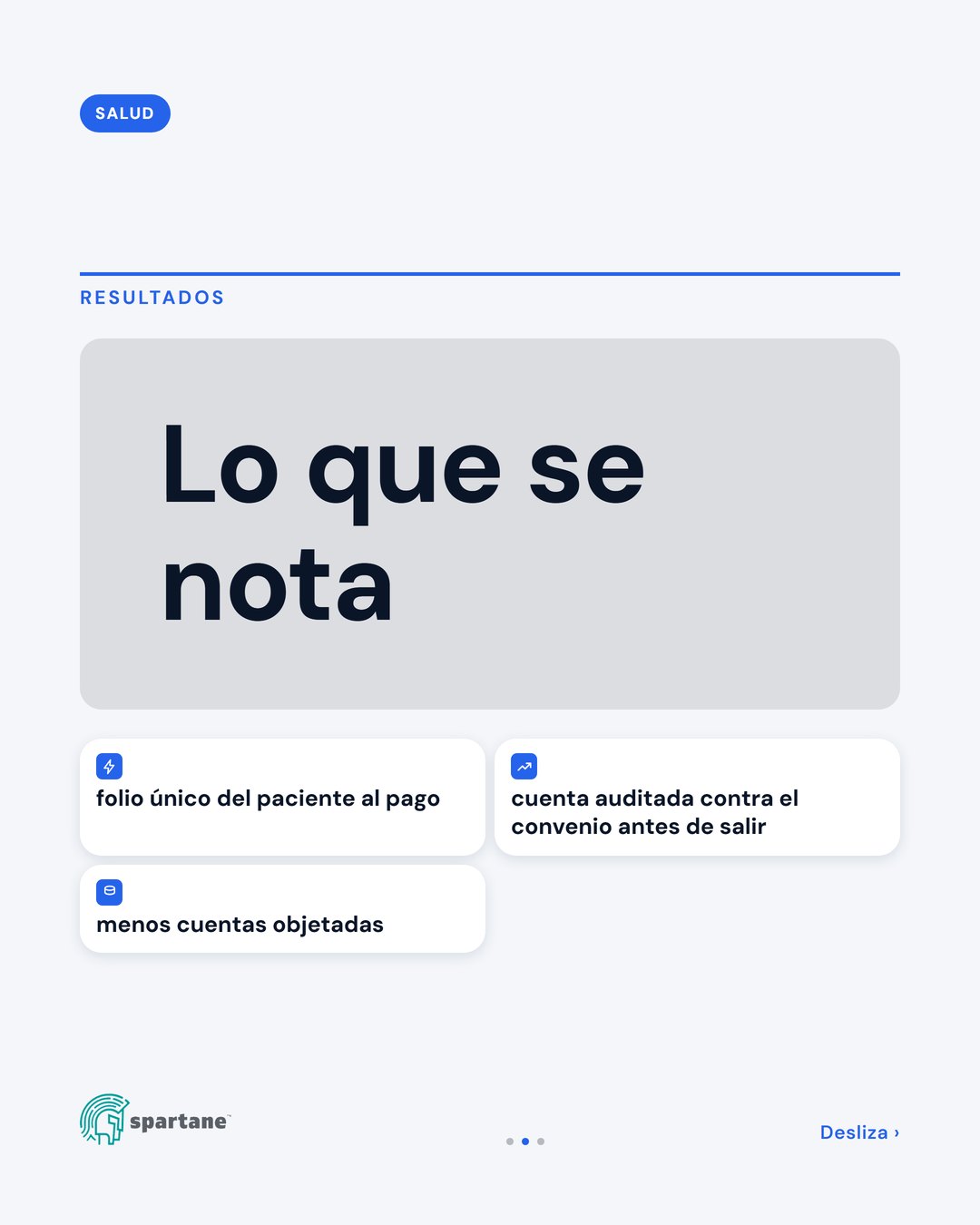 Dos tarjetas mostrando los resultados de la suite: reducción de días de cartera y porcentaje de cuentas objetadas.