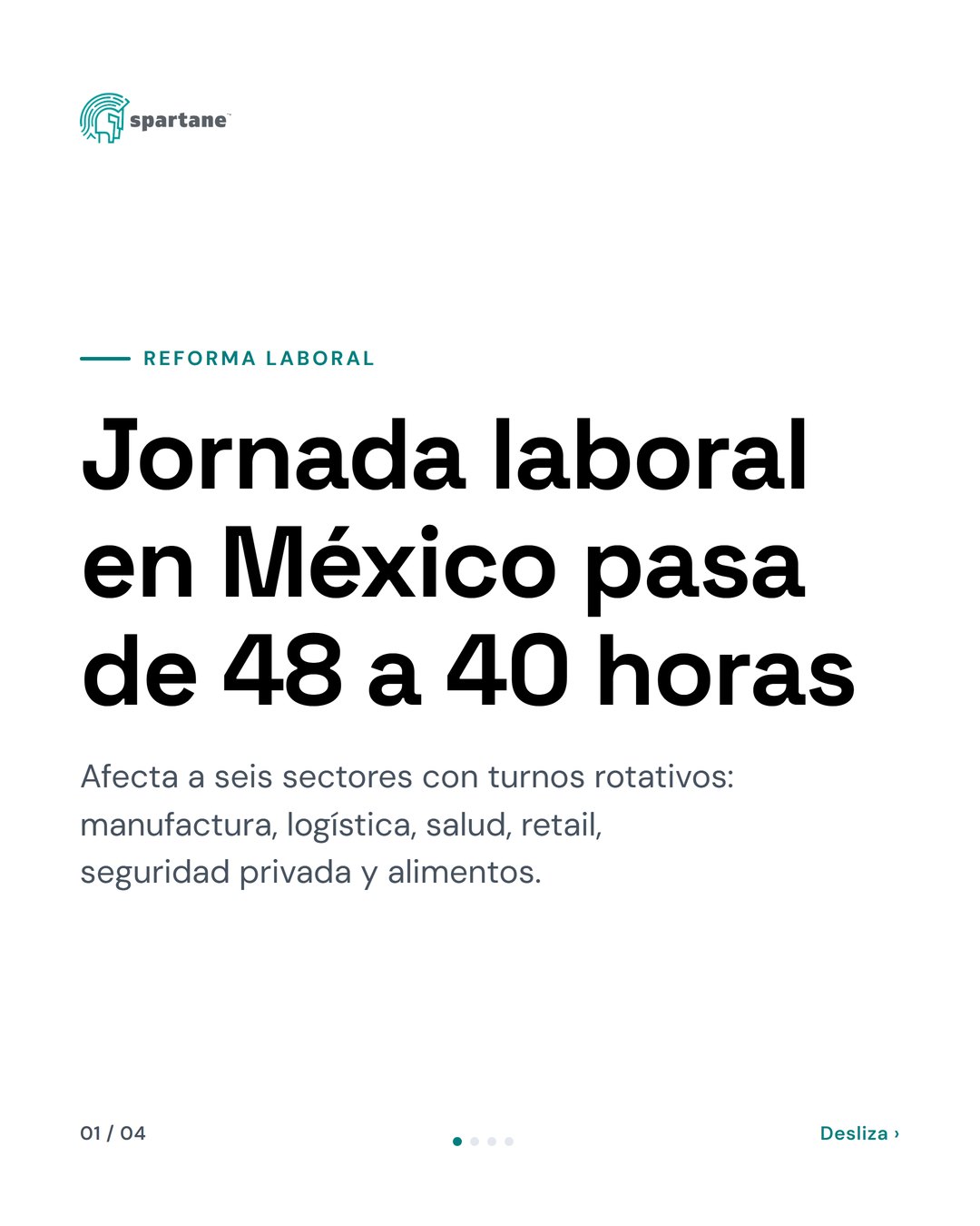 Imagen minimalista con gráfica de reloj de arena y texto sobre reforma laboral en México, estilo corporativo y serio.